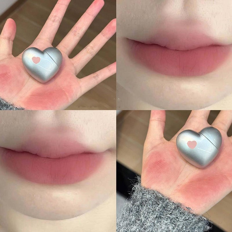 BLACK NANA Heart-Shaped Lip Mud, Matte Velvet Lip Gloss, Grayish Pink (Perfect for Students)